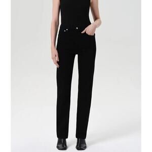 AGOLDE 90's Pinch Waist Straight Long Jeans in "Cover" Black Size 29